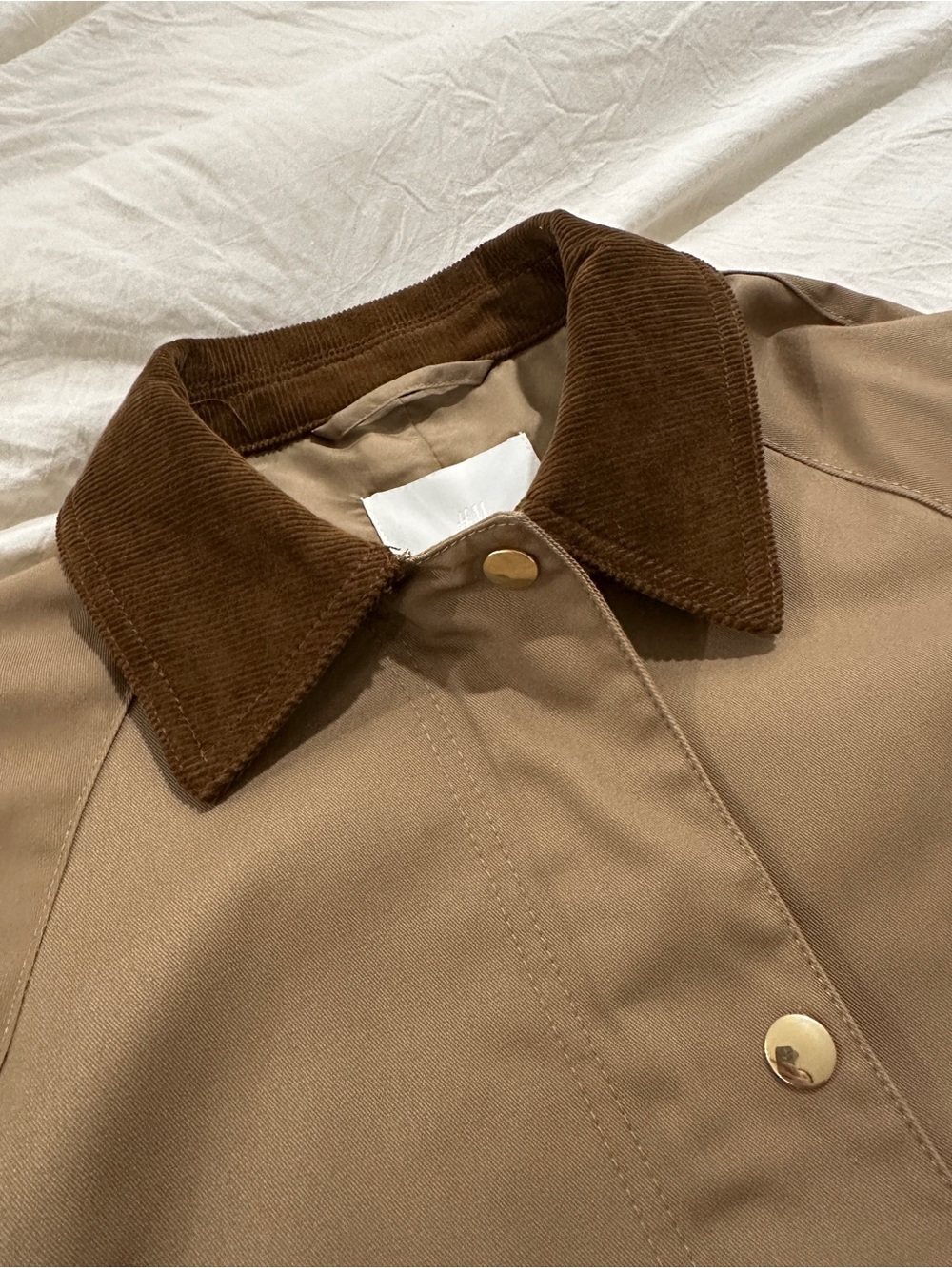 Classic Brown Utility Jacket with Contrast Corduroy Collar - Picture 3 of 6